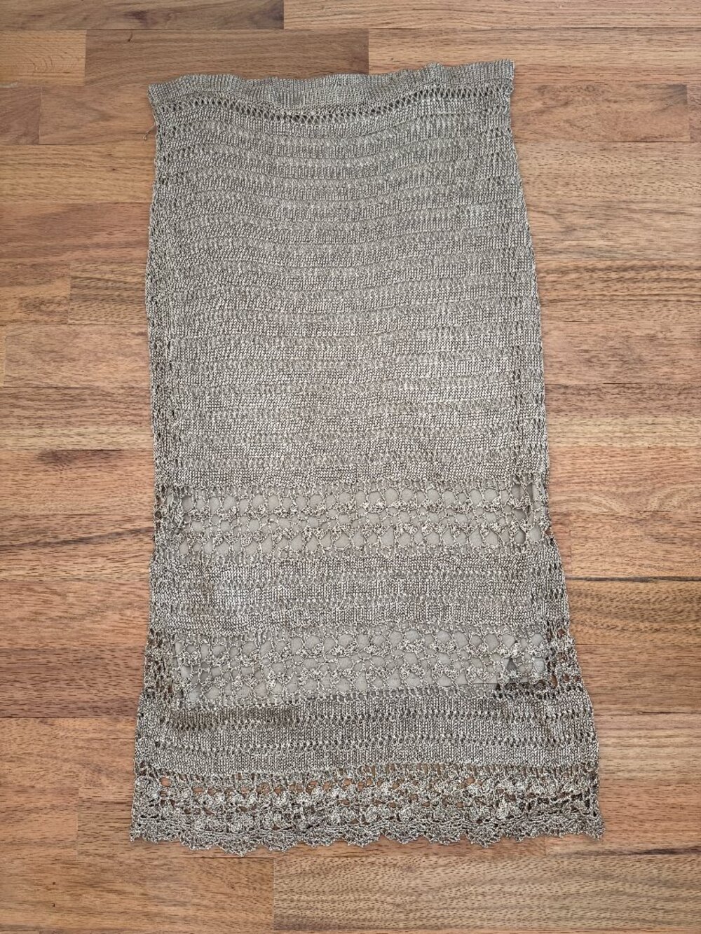 Chico's - Metallic Crochet Open-Knit Maxi Skirt - Size 2 (Women's L/12)